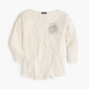 J crew white rhinestone embellished t long sleeve